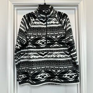 Eddie‎ Bauer Aztec Fleece, 1/4 (Qtr) Zip, Sz Medium in color Black & White